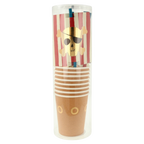 Red striped pirate paper cups with gold skull design for kids birthday from Parte Haus party supply store in Bethesda MD