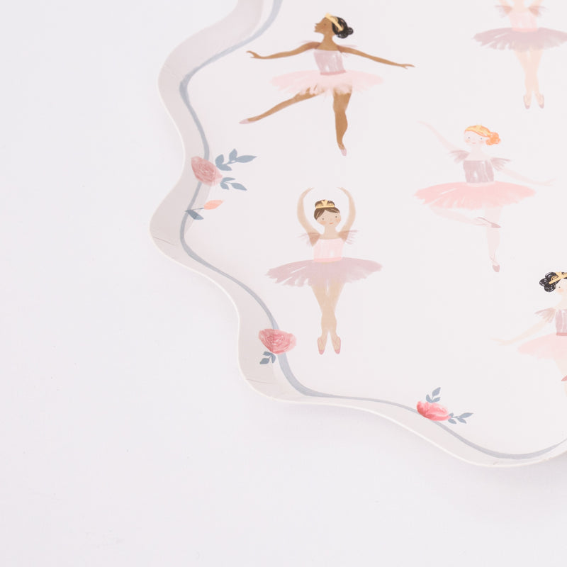White and Pink Ballerina Theme Plates