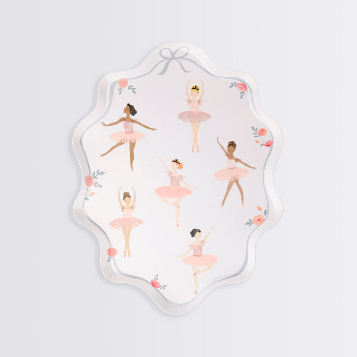 White and Pink Ballerina Theme Plates