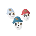 Blue red and teal pirate skull napkins with gold accents for pirate theme from Parte Haus party supply store in Bethesda MD
