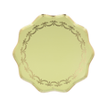Pastel yellow scalloped plate with gold foil edge for birthday from Parte Haus party supply store in Bethesda MD