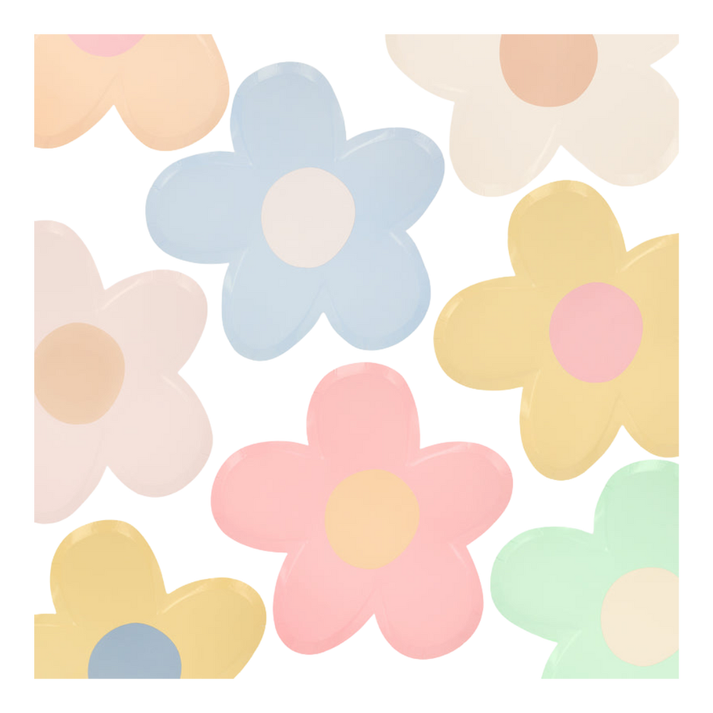 Pastel flower plates floral plates for birthdays from Parte Haus party supply store in Bethesda MD