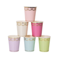 Pastel and gold paper cups with elegant trim for birthday from Parte Haus party supply store in Bethesda Maryland