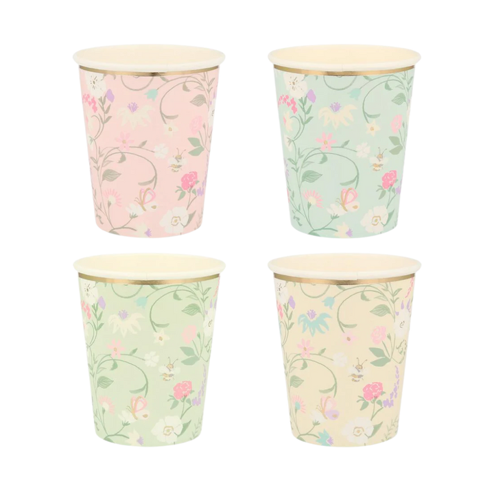 Pastel Paris Floral Cups