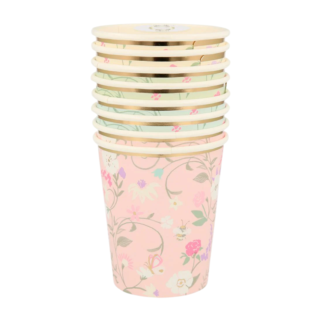 Pastel Paris Floral Cups