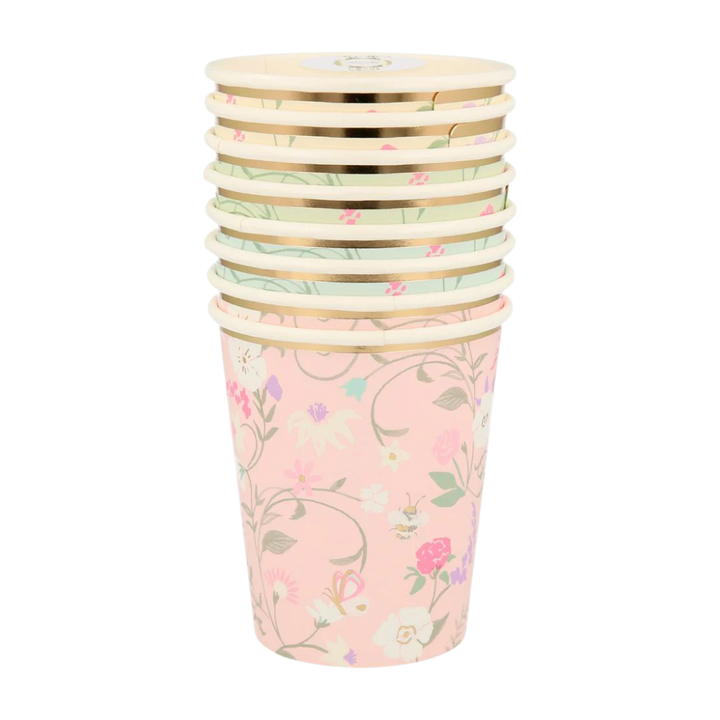 Pastel Paris Floral Cups