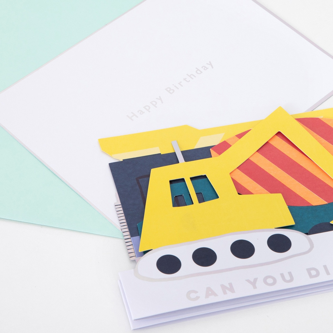 Construction Vehicles Birthday Card