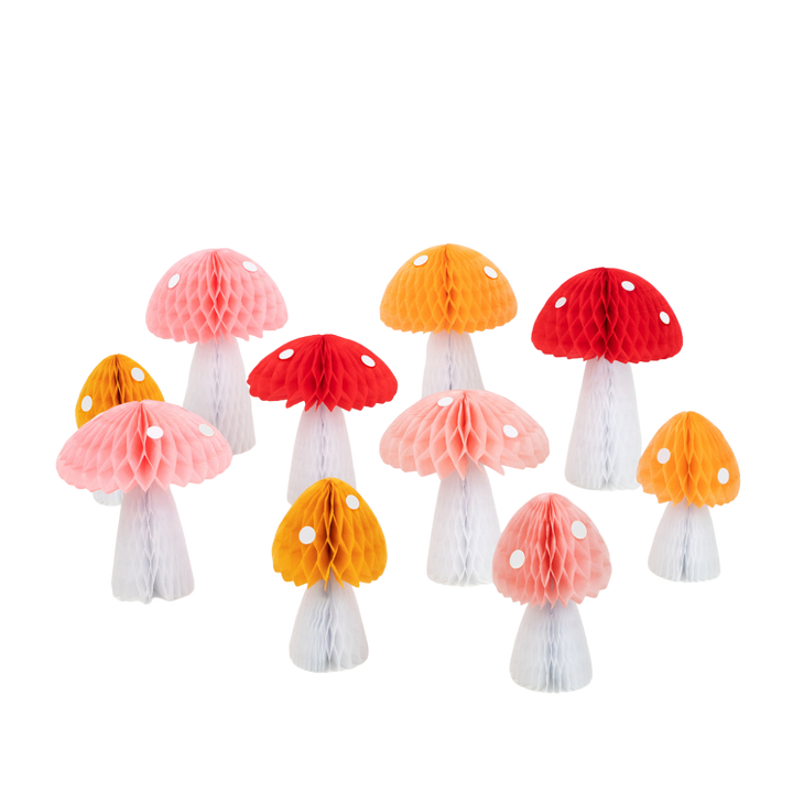 Honeycomb Mushroom Decorations - 10 Pcs