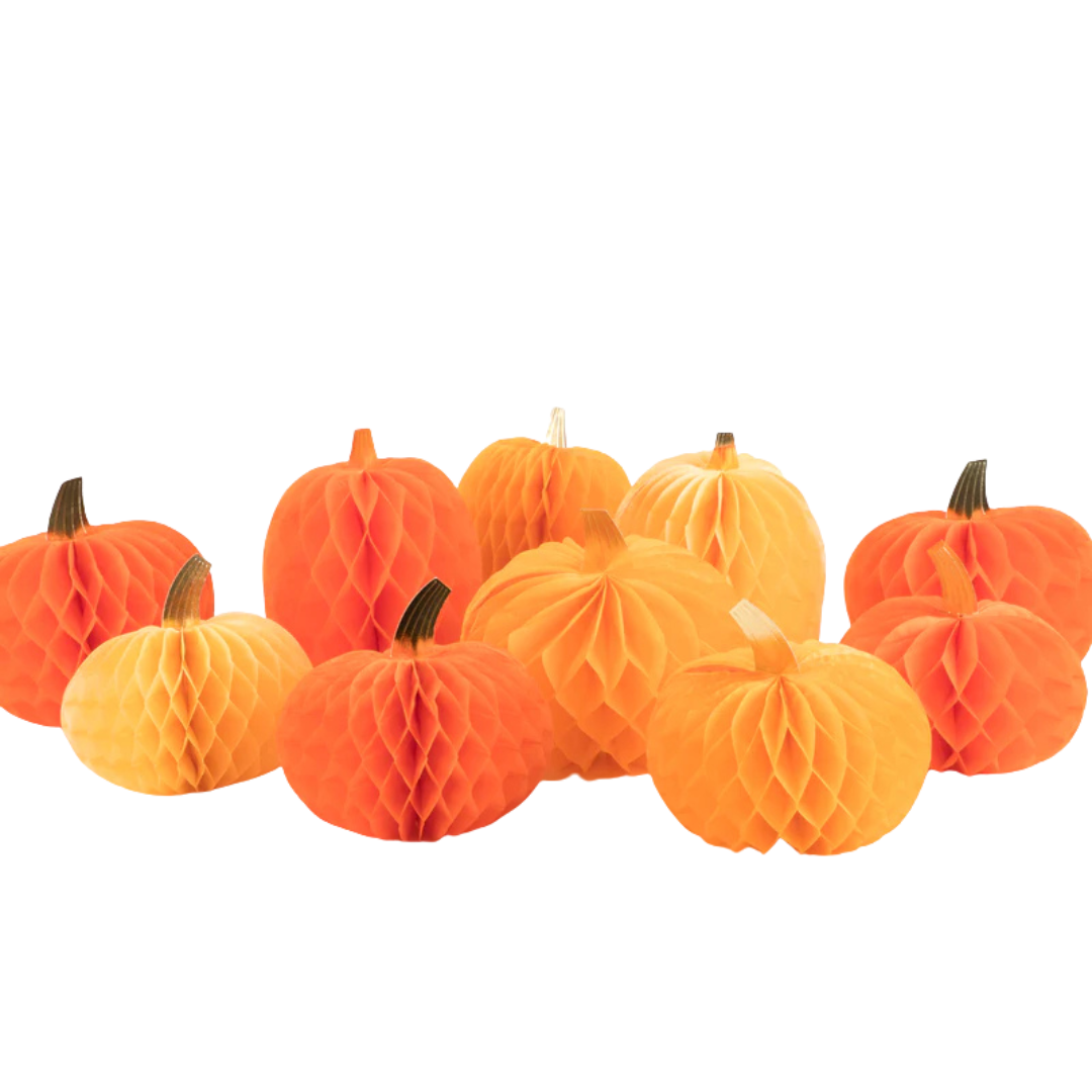 Orange Honeycomb Pumpkins Decoration Kit