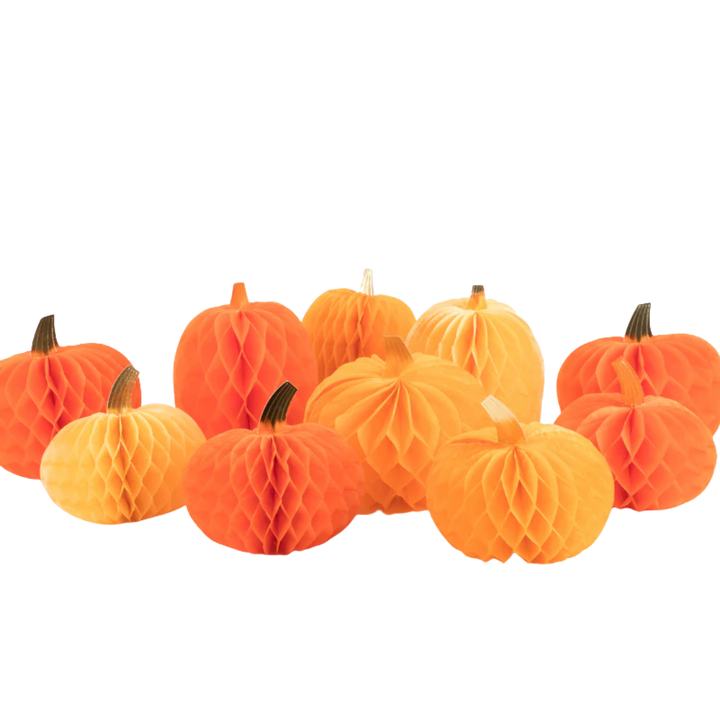 Orange Honeycomb Pumpkins Decoration Kit