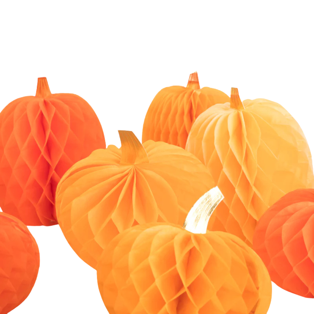 Orange Honeycomb Pumpkins Decoration Kit