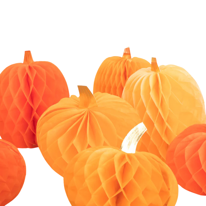 Orange Honeycomb Pumpkins Decoration Kit