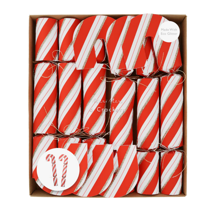Red and White Candy Cane Shape Crackers