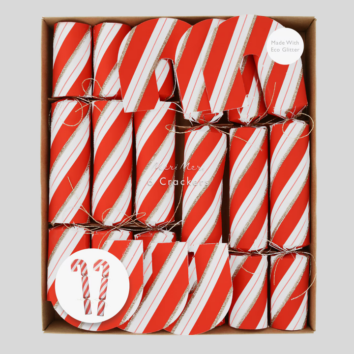 Red and White Candy Cane Shape Crackers