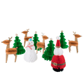 Red green and white honeycomb paper Christmas decorations featuring Santa snowman trees and reindeer for holiday decor from Parte Haus party supply store in Bethesda Maryland