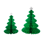 Green Christmas tree honeycomb centerpiece decorations for holiday from Parte Haus party supply store in Bethesda MD