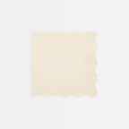 Cream napkin with scalloped edge elegant solid design from Parte Haus party supply store in Bethesda MD