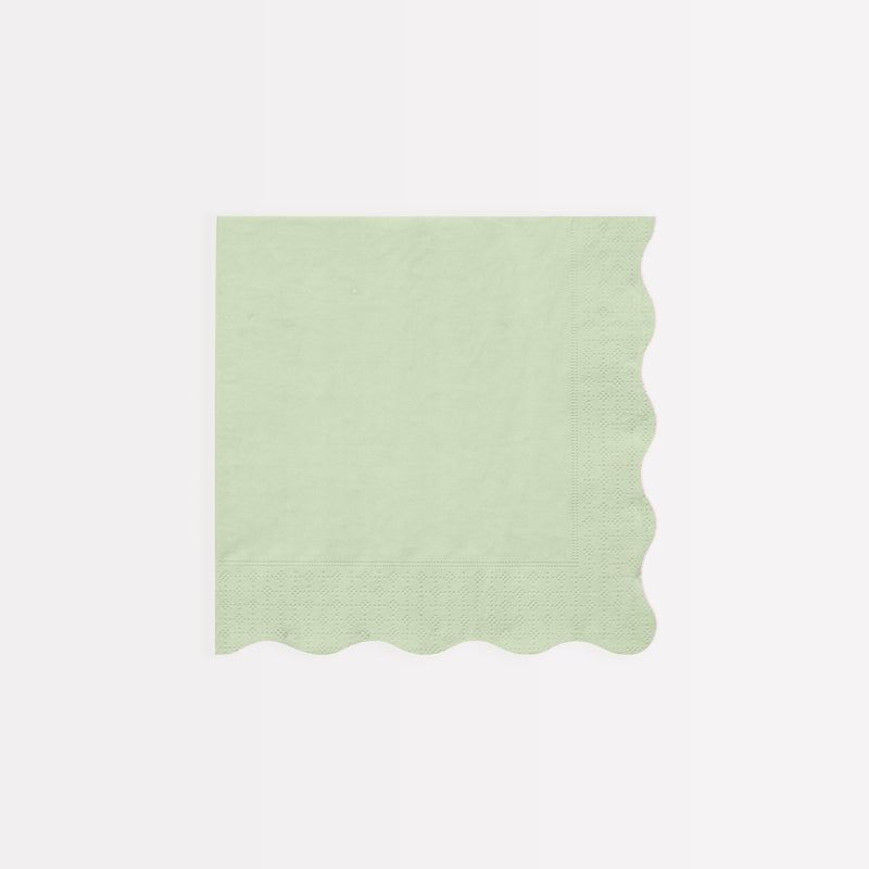 Mint green napkin with scalloped edge for birthday from Parte Haus party supply store in Bethesda MD.