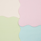 Pastel multicolor scalloped napkins with textured surface for birthday from Parte Haus party supply store in Bethesda MD.