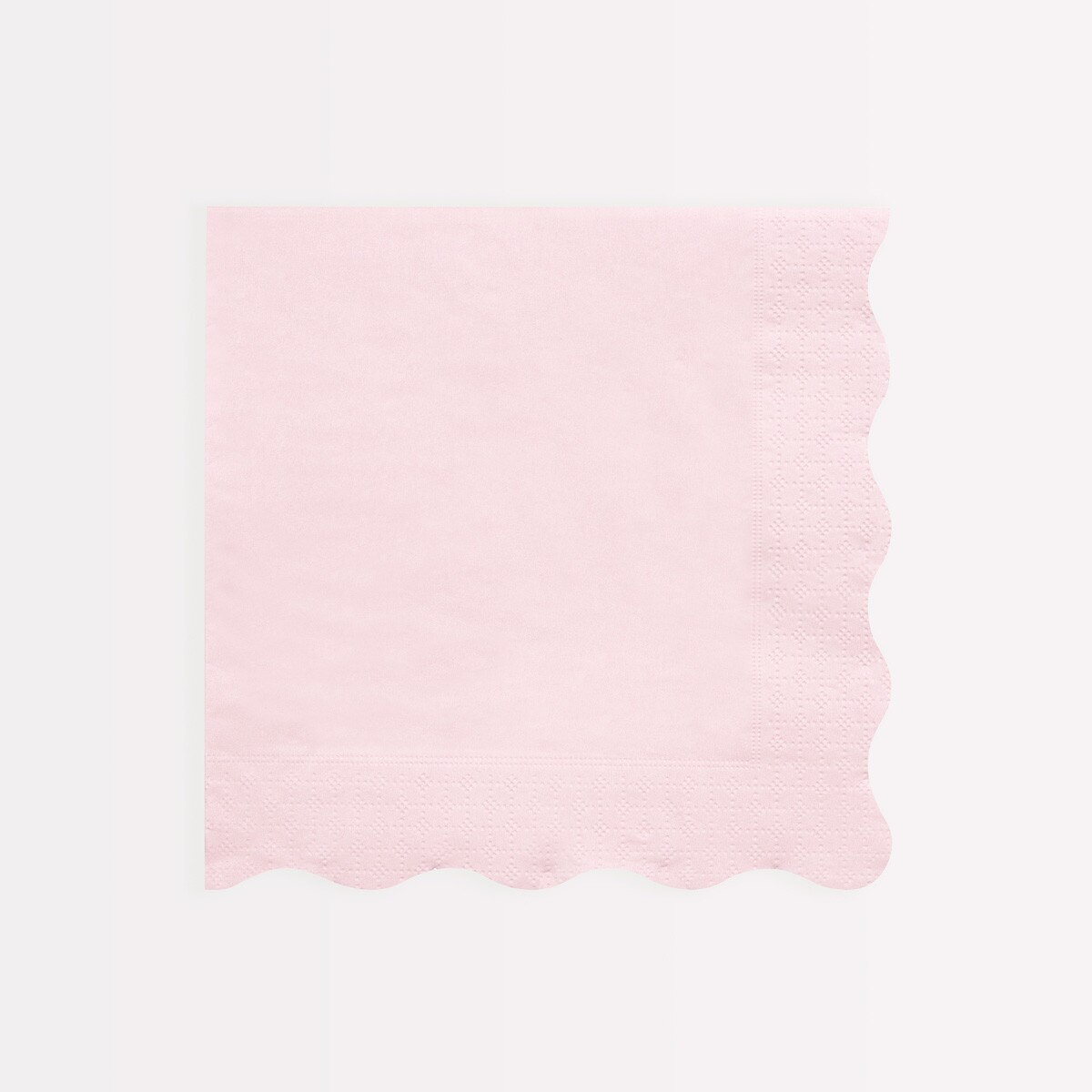 Light pink napkin with scalloped edge for birthday or baby shower from Parte Haus party supply store in Bethesda MD