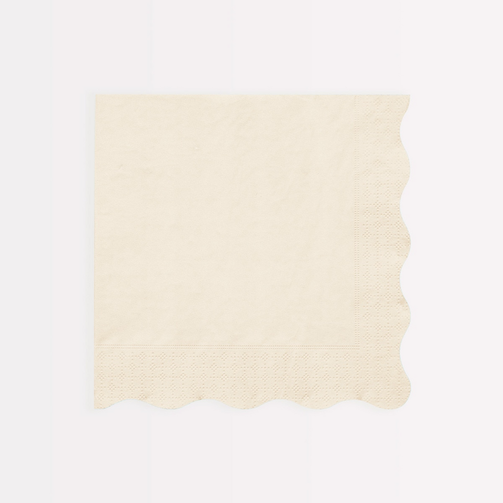 Ivory napkin with scalloped edge elegant tableware for events from Parte Haus party supply store in Bethesda MD