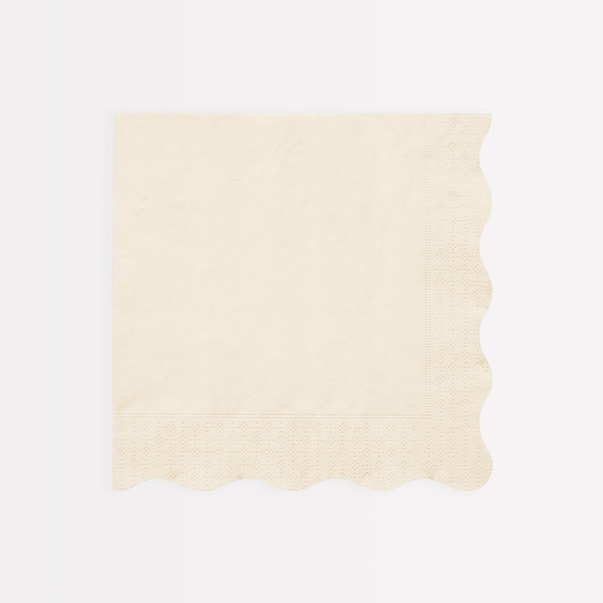 Ivory napkin with scalloped edge elegant tableware for events from Parte Haus party supply store in Bethesda MD