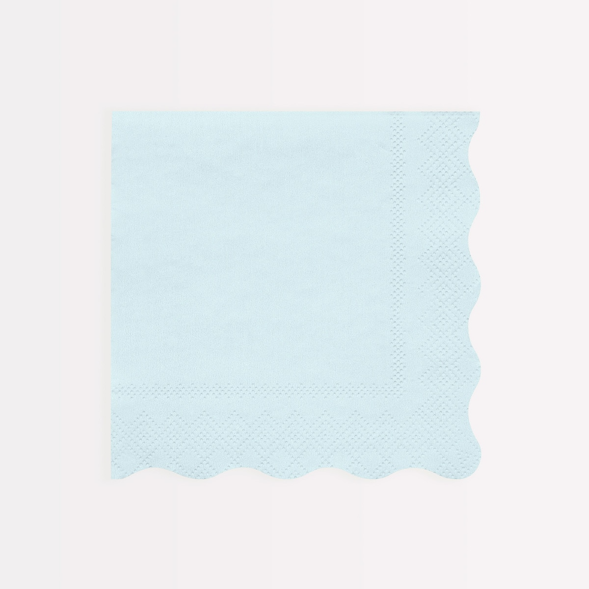 Light blue scalloped napkin elegant design for birthday from Parte Haus party supply store in Bethesda MD
