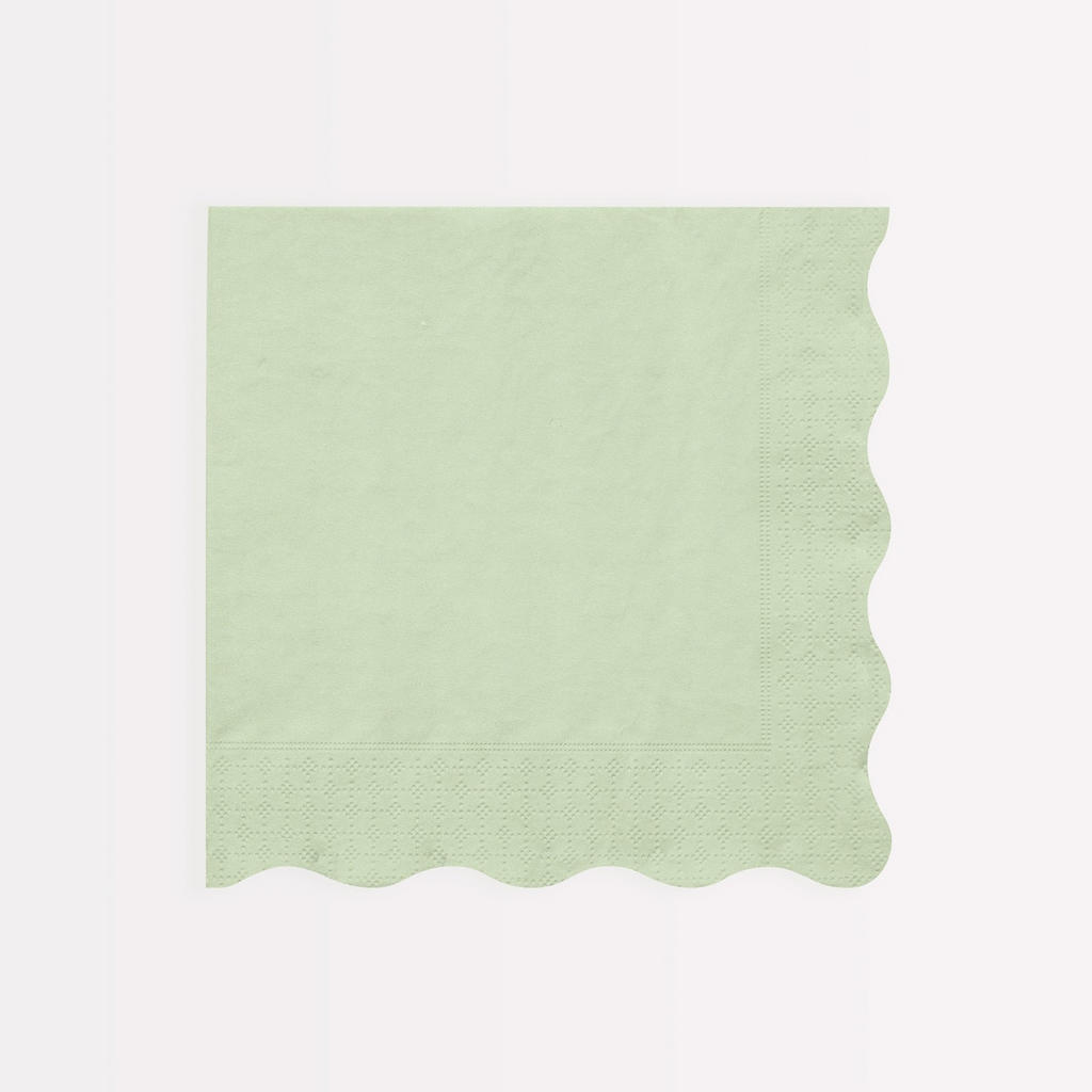 Mint green napkin with scalloped edge spring event from Parte Haus party supply store in Bethesda Maryland