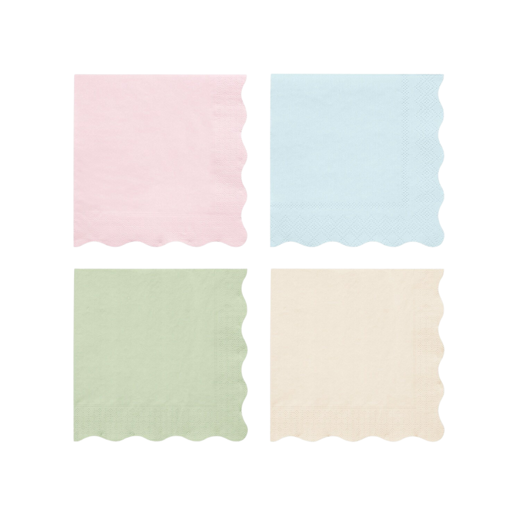 Pastel napkins with scalloped edges for birthday from Parte Haus party supply store in Bethesda MD