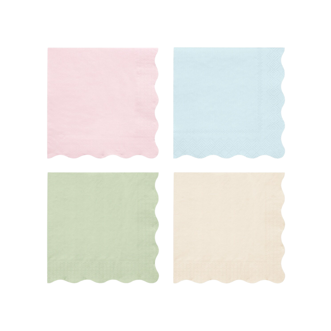 Pastel napkins with scalloped edges for birthday from Parte Haus party supply store in Bethesda MD