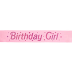 Pink Birthday Girl sash with glitter stars for birthday celebration from Parte Haus party supply store in Bethesda MD