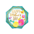 Gold trim teal foil balloon with flowers and butterflies for Mother’s Day from Parte Haus party supply store in Bethesda MD
