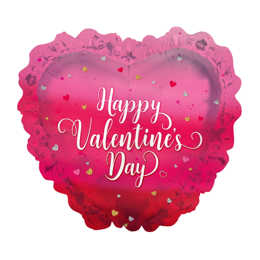 Pink Ombre Lace  Valentine’s Day Heart Foil Balloon, 32in