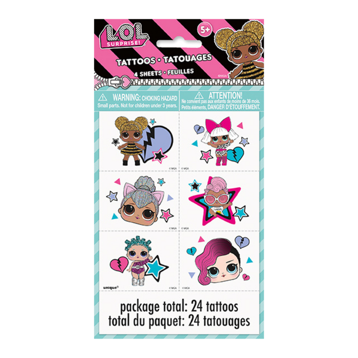 L.O.L. SURPRISE! Tattoo Sheets/Favors (24 Tattoos)