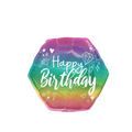 Rainbow holographic foil balloon with Happy Birthday message birthday theme from Parte Haus party supply store in Bethesda MD