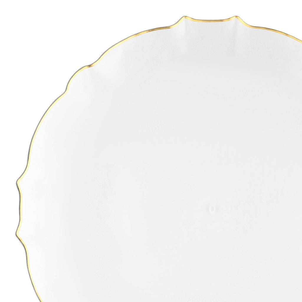White and gold scalloped plate elegant dinnerware for celebrations from Parte Haus party supply store in Bethesda MD