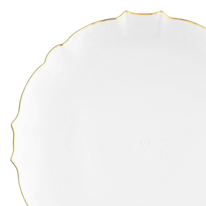 White Gold Rimmed Plastic Large Dinner Plates