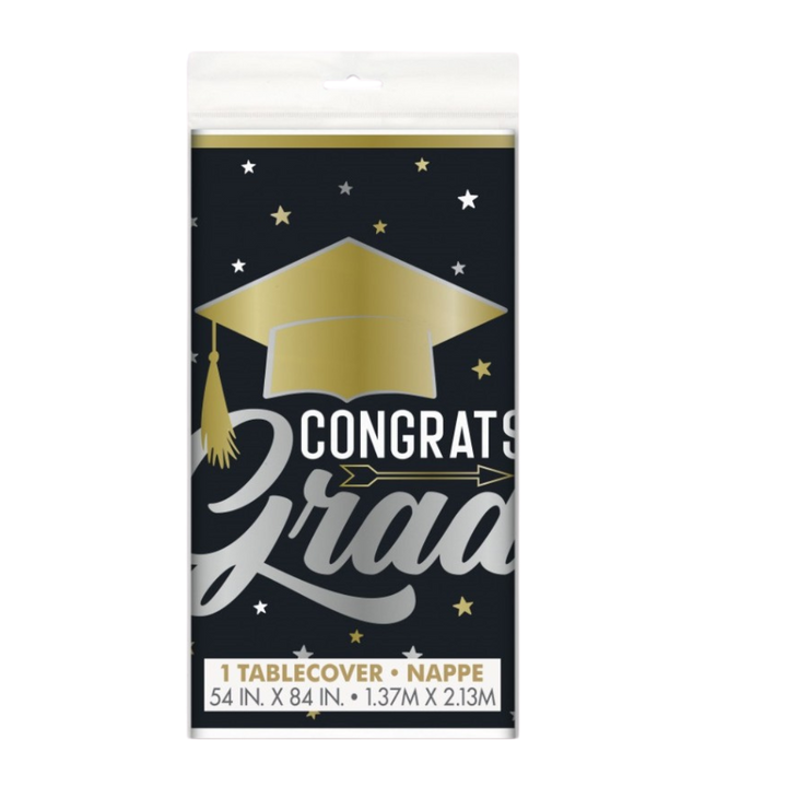 Black "Congrats Grad" Table Cover