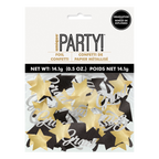 Gold and black foil confetti with stars graduation theme from Parte Haus party supply store in Bethesda MD