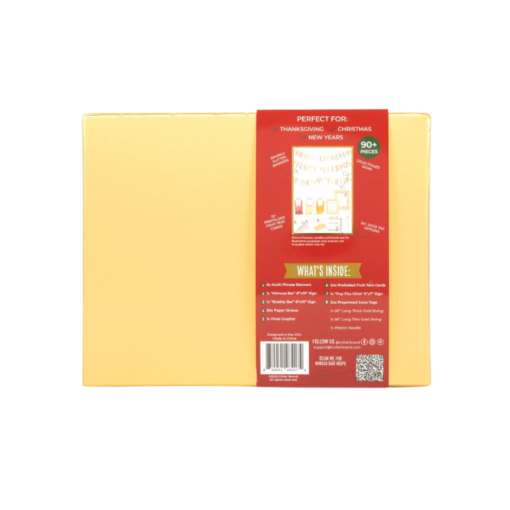Gold gift box kit with red label for holiday gatherings from Parte Haus party supply store in Bethesda MD