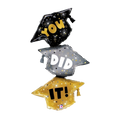 Black gold and silver graduation cap foil balloon with you did it text from Parte Haus party supply store in Bethesda MD