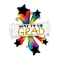 Rainbow graduation balloon with stars and diploma shape for graduation from Parte Haus party supply store in Bethesda Maryland