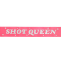 Pink shot queen sash with white lettering and stars bachelorette party from Parte Haus party supply store in Bethesda Maryland