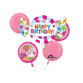 Pink and multicolor birthday balloon bouquet with candy and cupcake designs for birthday from Parte Haus party supply store in Bethesda MD