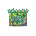 green pixelated jumbo birthday balloon with stars and gaming icons birthday theme from Parte Haus party supply store in Bethesda Maryland