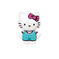 White Hello Kitty foil balloon with pink bow and teal outfit for birthday from Parte Haus party supply store in Bethesda MD