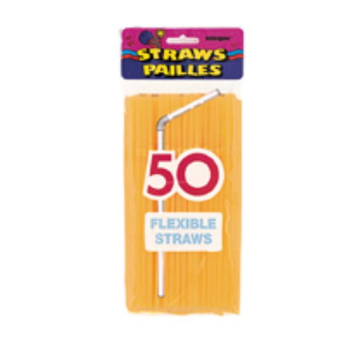 Neon Colors Designer Flex Plastic Straws - 50 pk