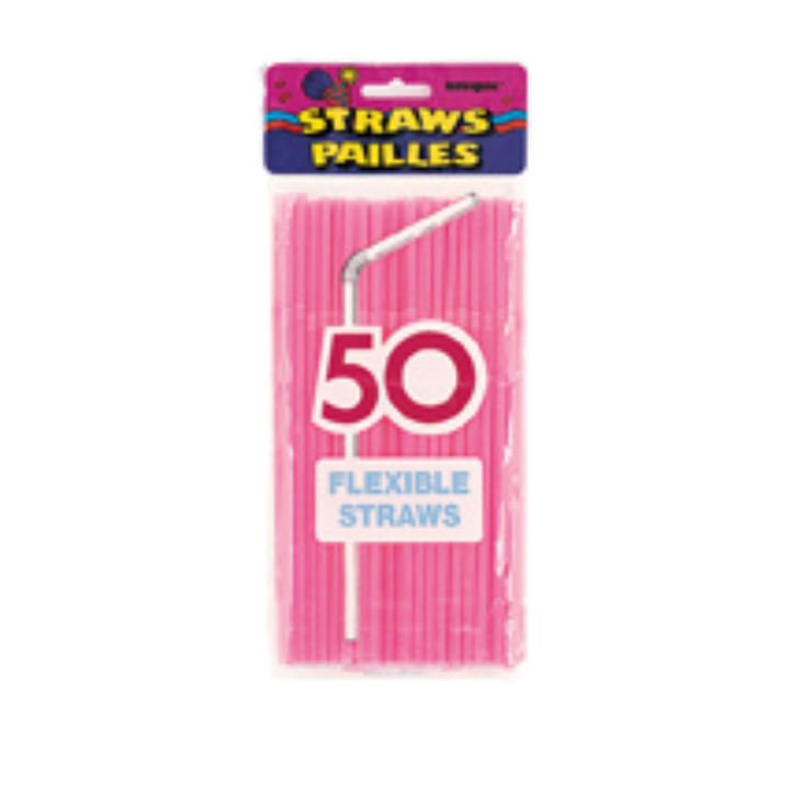 Neon Colors Designer Flex Plastic Straws - 50 pk
