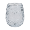 Clear glass vintage textured tumbler for elegant celebration from Parte Haus party supply store in Bethesda Maryland
