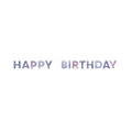 Purple glitter happy birthday letter banner for birthday celebration from Parte Haus party supply store in Bethesda MD
